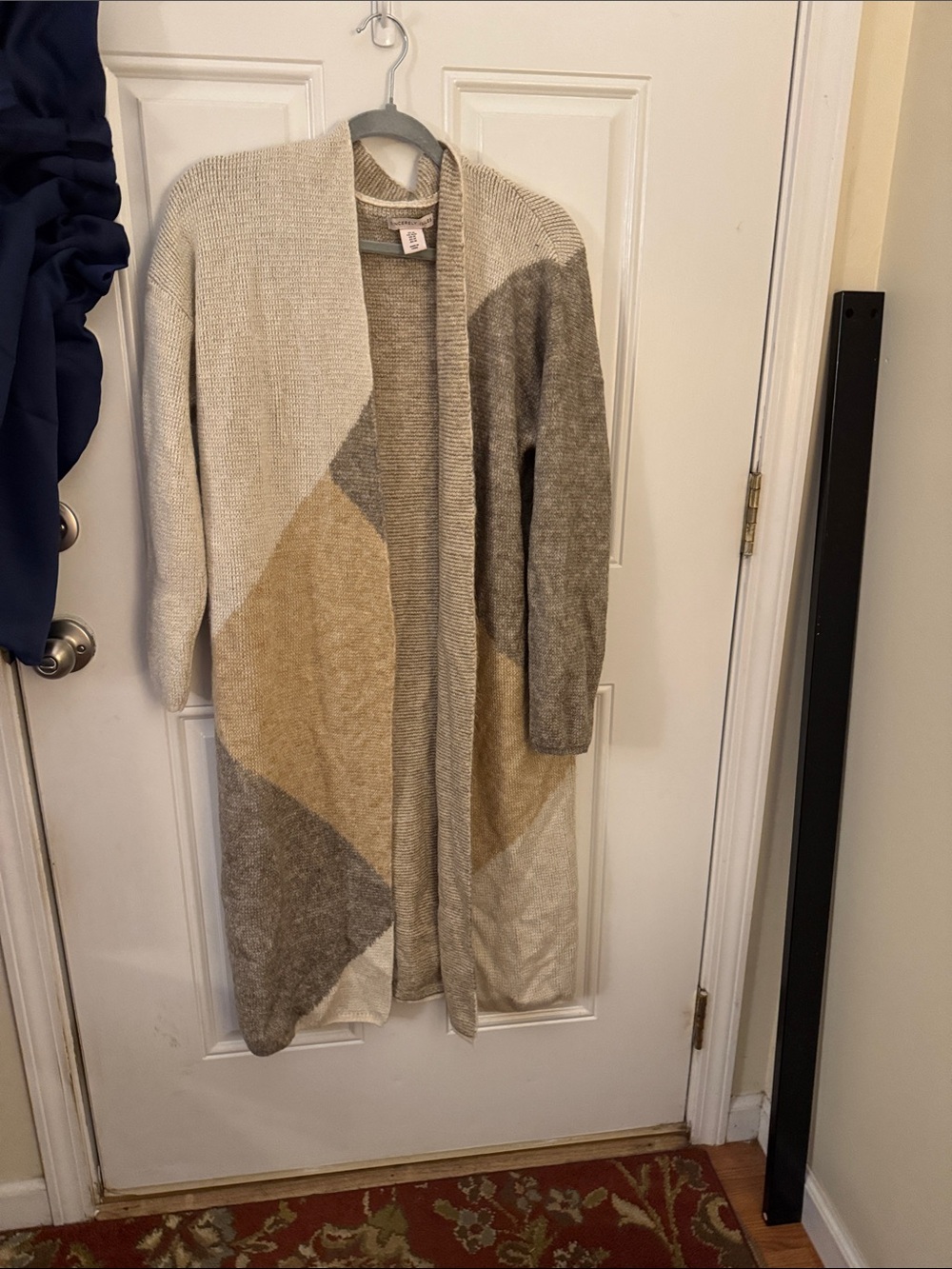 Sincerly Jules Long Open-Front Colorblock Cardigan - Cream, Taupe & Beige